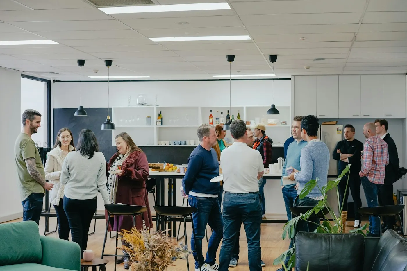 A team working together in a bright office